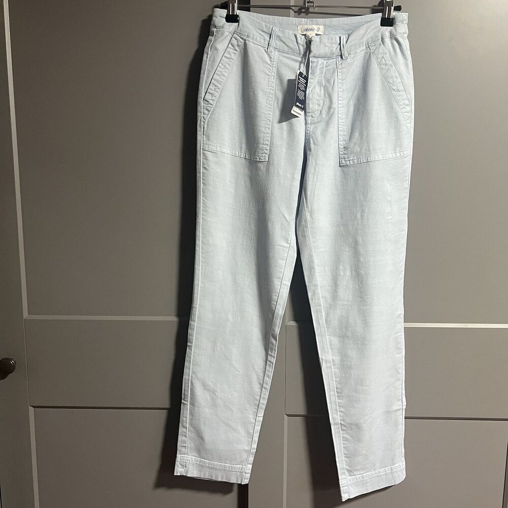 Johnnie-O Women Surplus Cargo Tapered Leg Crop Ankle Pants Light Blue 0